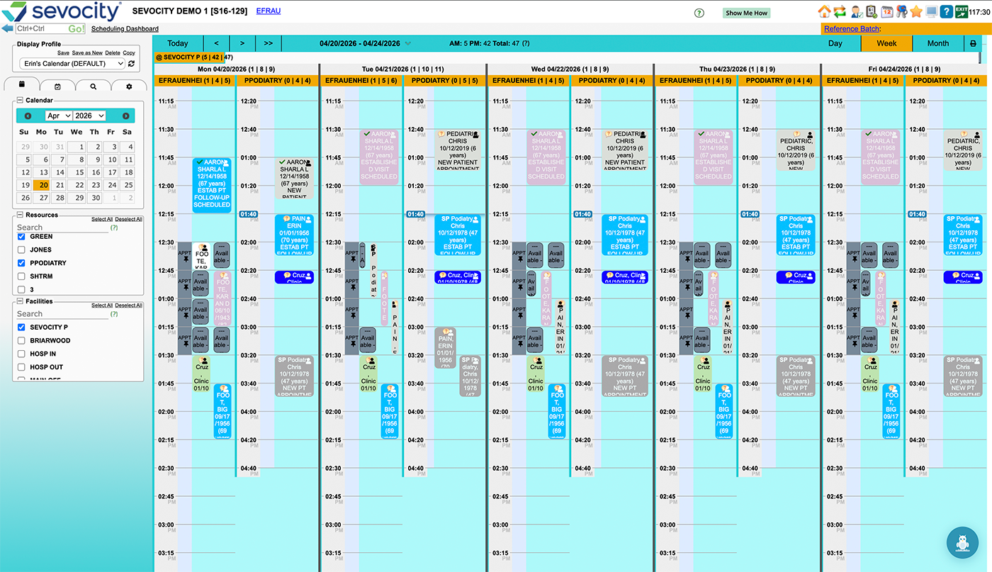 Sevocity Premier EHR and Practice Management dashboard
